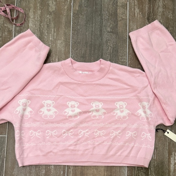 Forever 21 Pink Teddy Bear Sweater - Picture 1 of 7